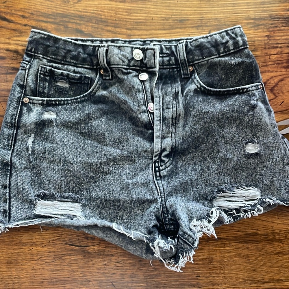 Black ripped Jean shorts